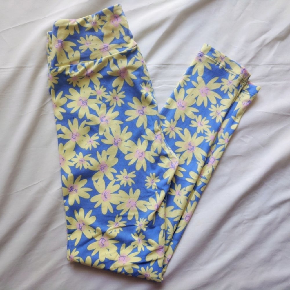 LulaRoe Buttery Spring Floral Print Leggings OS